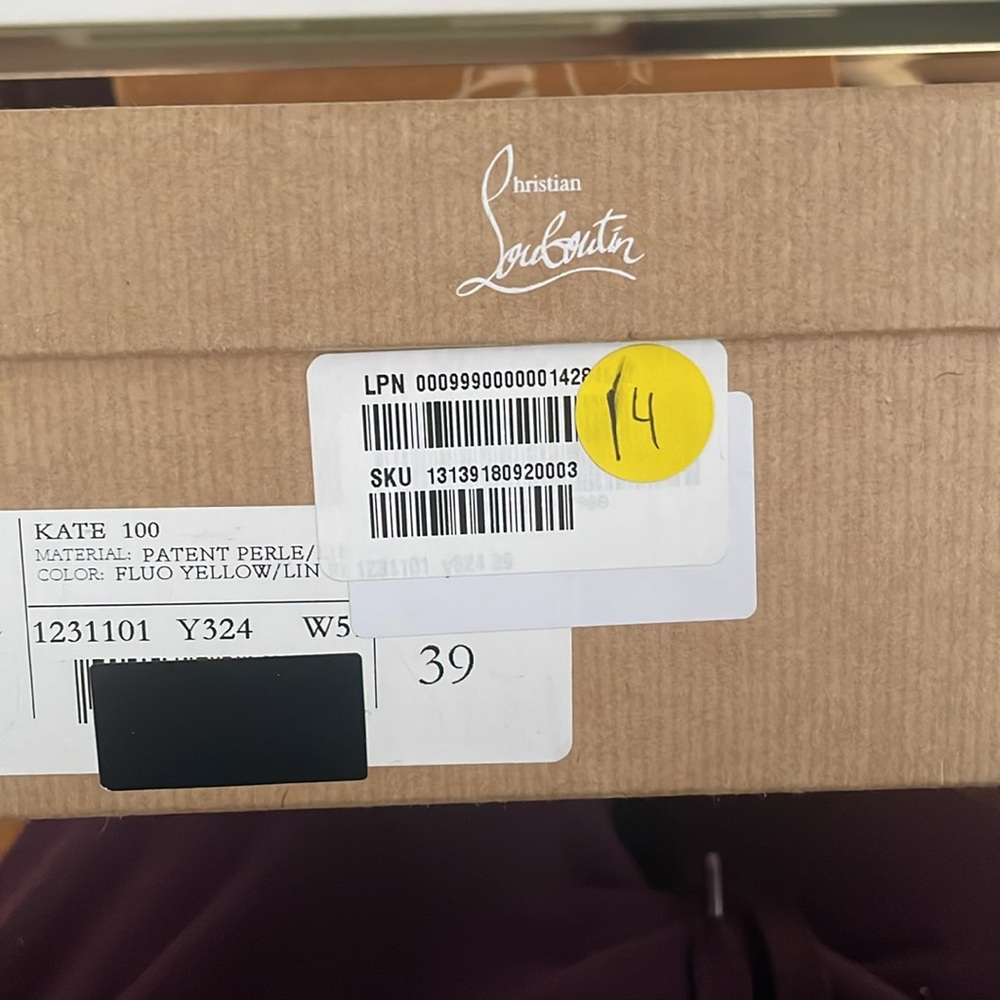 Christian Louboutin Kate 100 Fluo Yellow Neon Heels Size 39 NIB - Picture 8 of 8